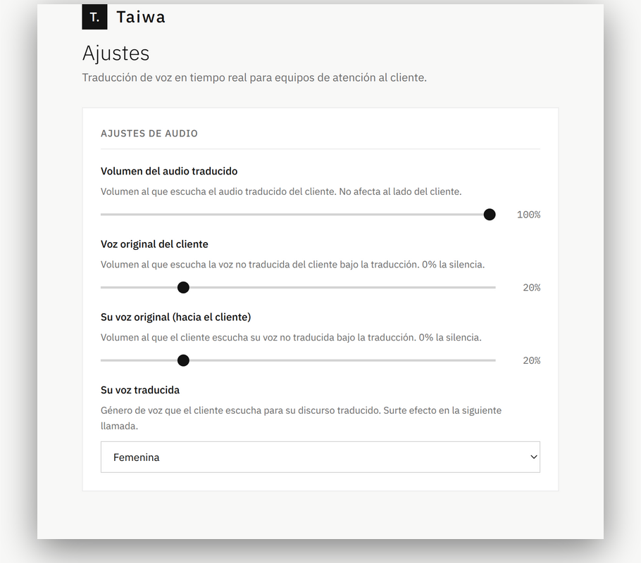 Taiwa settings — the inbound and outbound soften sliders set to 20%